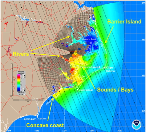 local features impact on storm surge