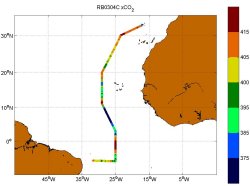 A map showing the track of Leg C of the CO2/CLIVAR cruise from Funchal, Madeira to Natal, Brazil.