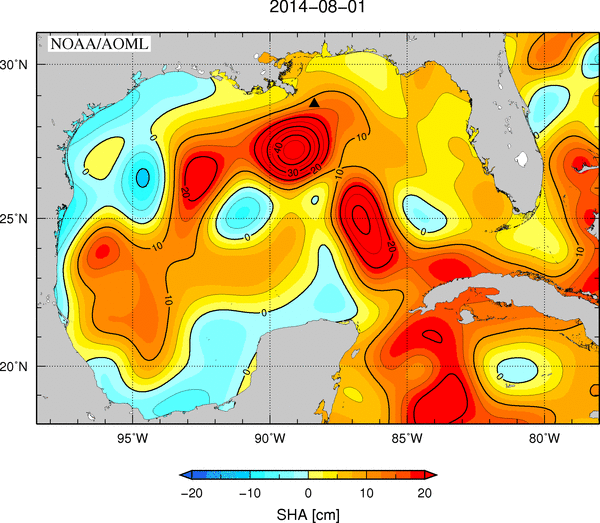 Sea height anomaly in the GOM