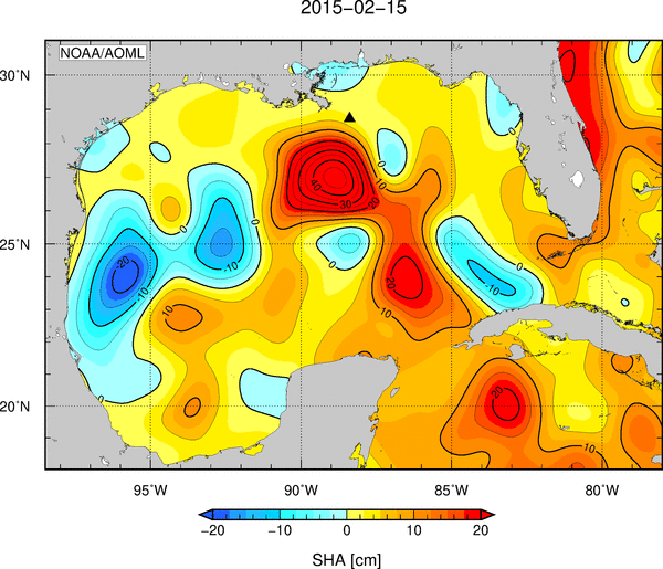 Sea height anomaly in the GOM