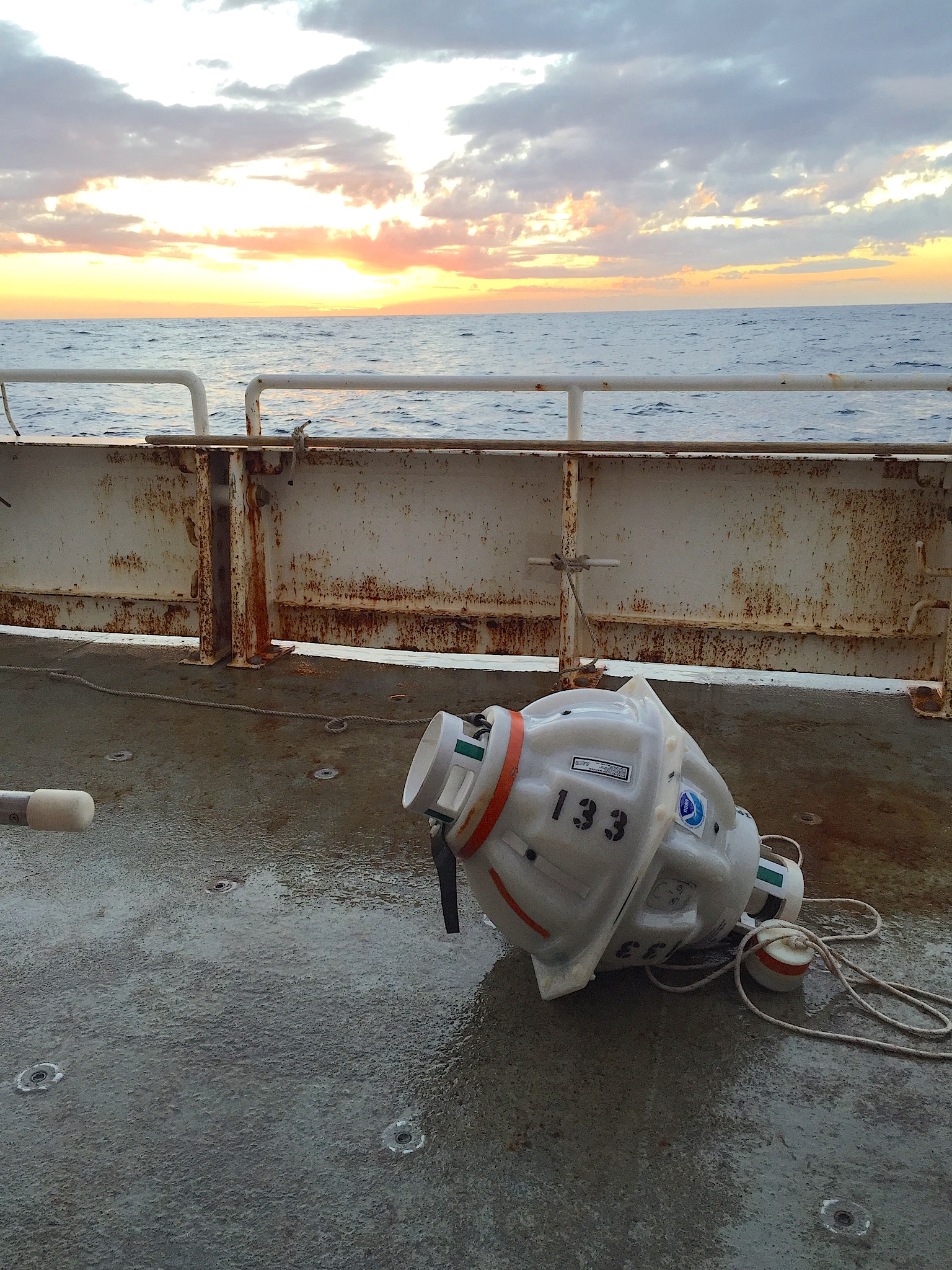 Inverted echo sounder retrieved from the ocean floor. Image credit: NOAA