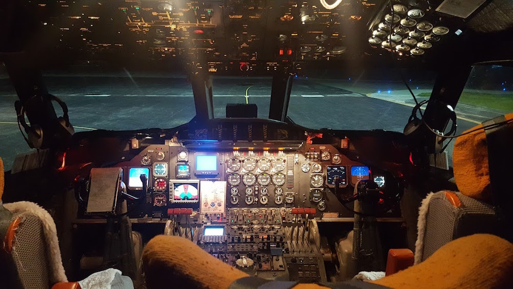 The cockpit of the P-3 aircraft. Image credit: NOAA