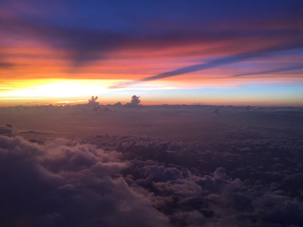 NOAA aircraft flying into the sunset of TD9. Image credit: NOAA