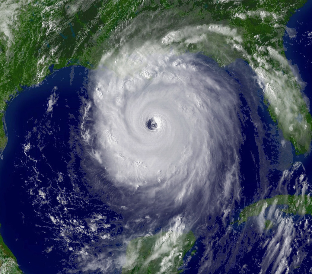 A satellite image taken of Hurricane Katrina at peak intensity in the Gulf of Mexico on August 28, 2005. Image credit: NOAA 