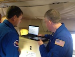 Jason Dunion and Rich Henning discuss the flight plan into Hurricane Edouard. Image credit: NOAA