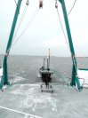 Wave glider ready for deployment off the Gulf Coast Research Laboratory's R/V Tommy Munro. Image credit: NOAA