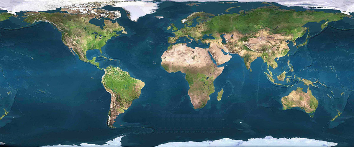 true-color image of a world map demonstrating ocean basins