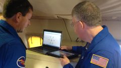 Jason Dunion and Rich Henning discuss the flight plan into Hurricane Edouard. Image credit: NOAA