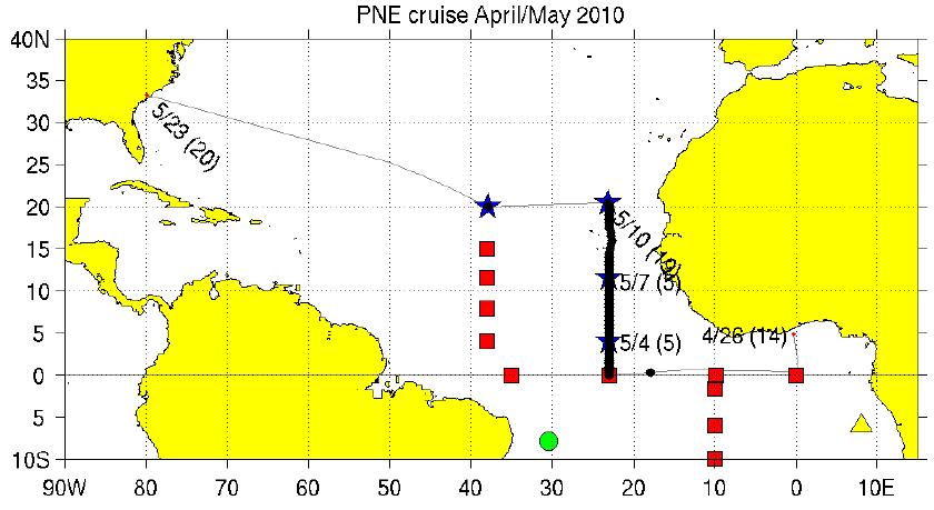 PIRATA Northeast Extension Cruise Track, 2010. Image Credit: NOAA AOML.