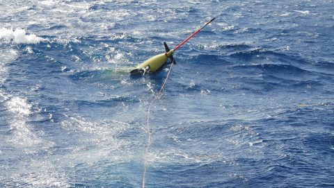 The glider in the water after launch. Image credit: NOAA