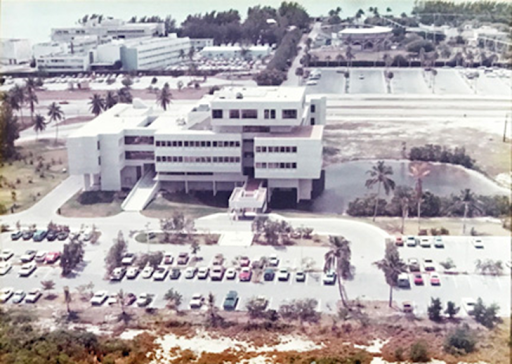 Aerial image of the front of the AOML building in 1973