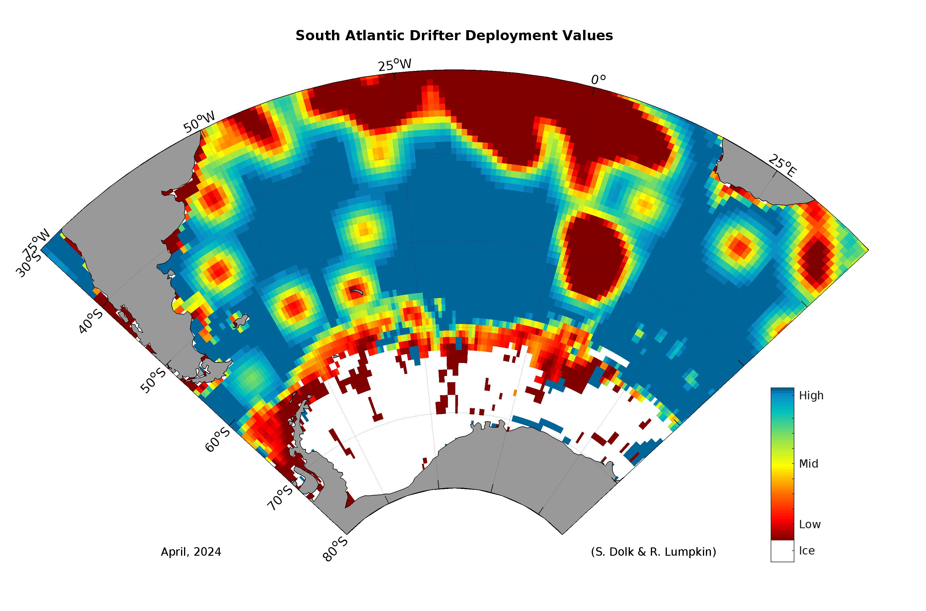 Global Drifter Program South Atlantic Deployment Value Map. Image Credit: NOAA. 