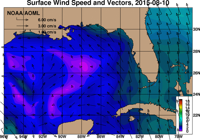 GFS model winds in the GOM