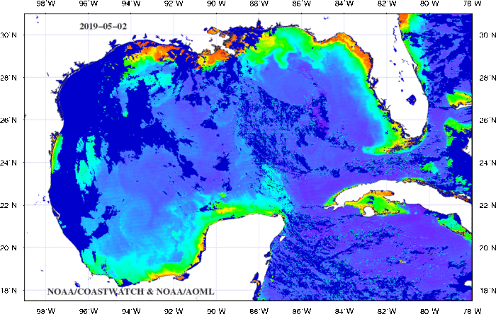 Sea surface color 3-day composites in the Gulf of Mexico