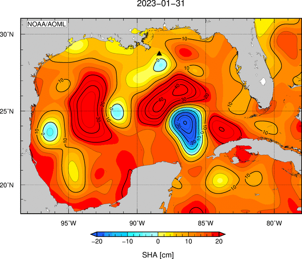 Sea height anomaly in the GOM