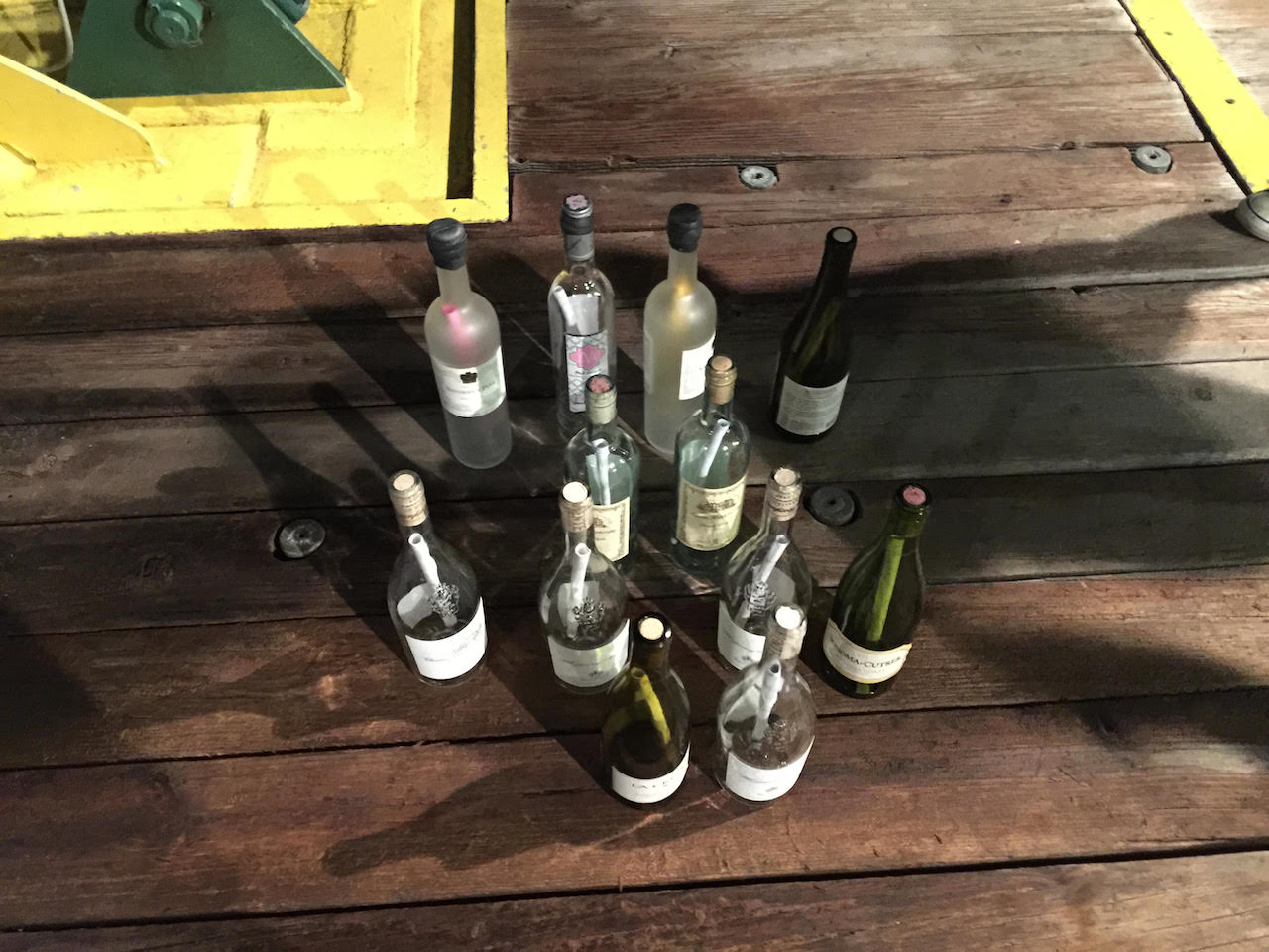 Messages in bottles on the deck of the F.G. Walton Smith awaiting deployment. Image credit: NOAA