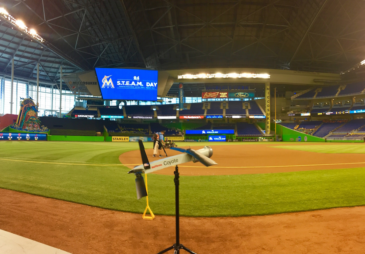 The Coyote UAS on the field at Marlins Park for CBS4's S.T.E.A.M. Day. Image credit: NOAA