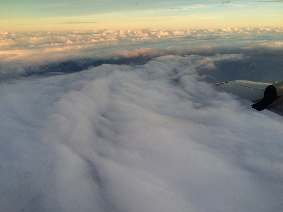 Cloud cover as seen out of the window of the P-3 aircraft as it flies through Hurricane Danny. Image credit: NOAA