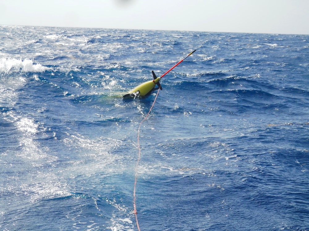 The glider in the water after launch. Image credit: NOAA