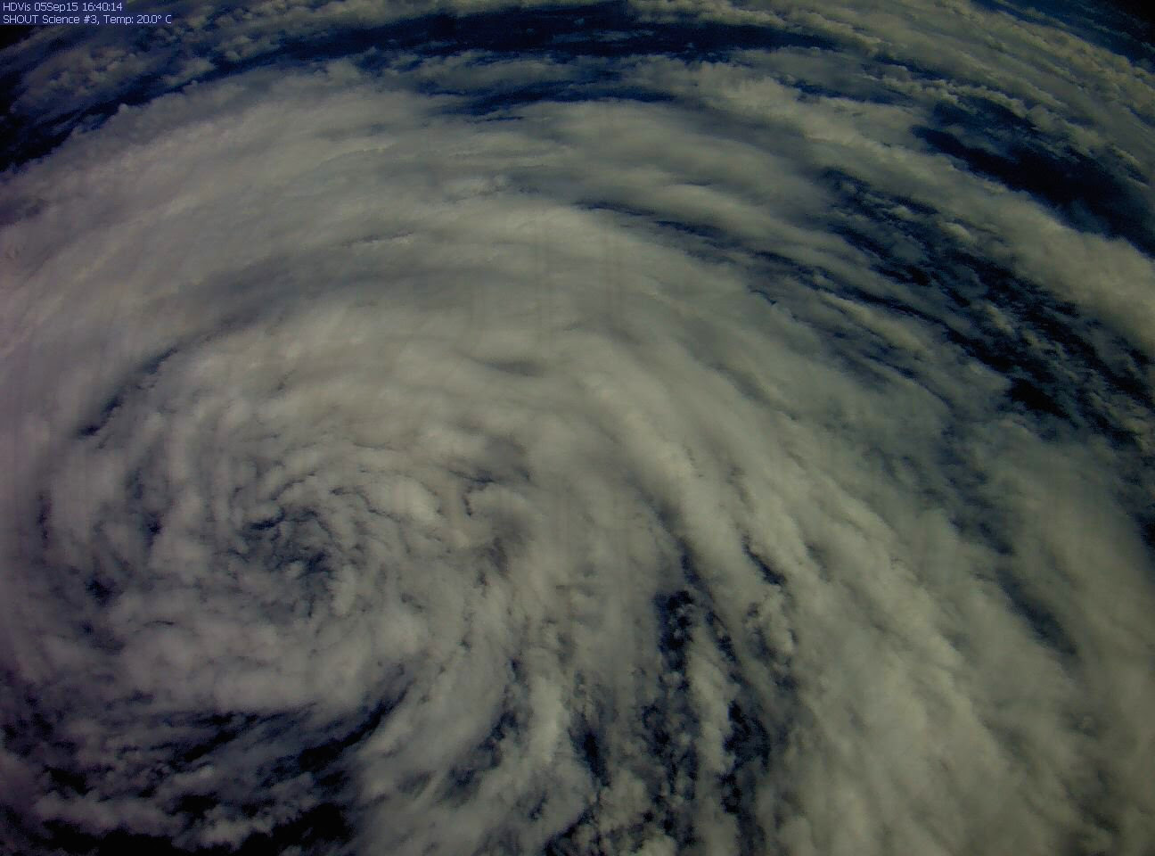 Image taken from NASA's Global Hawk during a NOAA mission to profile Tropical Storm Fred on September 5th, 2015. Image credit: NOAA