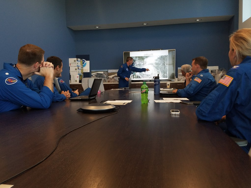 Preflight briefing for the next flight into Irma. Image credit: NOAA