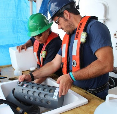 Scientists working aboard the Nancy Foster research ship. Image Credit: NOAA