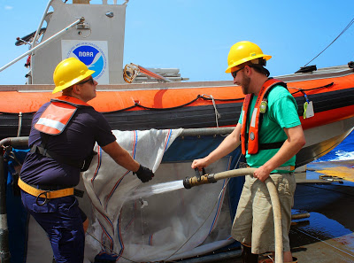 Scientists working aboard the Nancy Foster research ship. Image credit: NOAA
