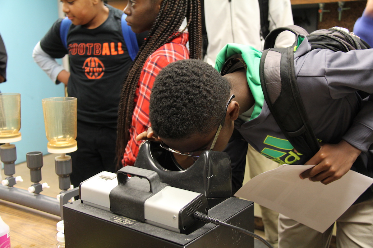 Students from Miami's Booker T. Washington High School participate in STEM activities directed by researchers at NOAA's AOML for My Brother's Keeper National Labs Week. Image credit: NOAA