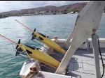 Two underwater gliders are ready for deployment from the R/V La Sultana, off the coast of Puerto Rico. Image credit: NOAA