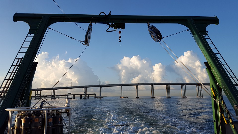 The R/V Walton Smith as it leaves Miami for a water quality monitoring cruise in Florida Bay to support AOML's South Florida Project. Image credit: Sarah Rivard, NOAA.