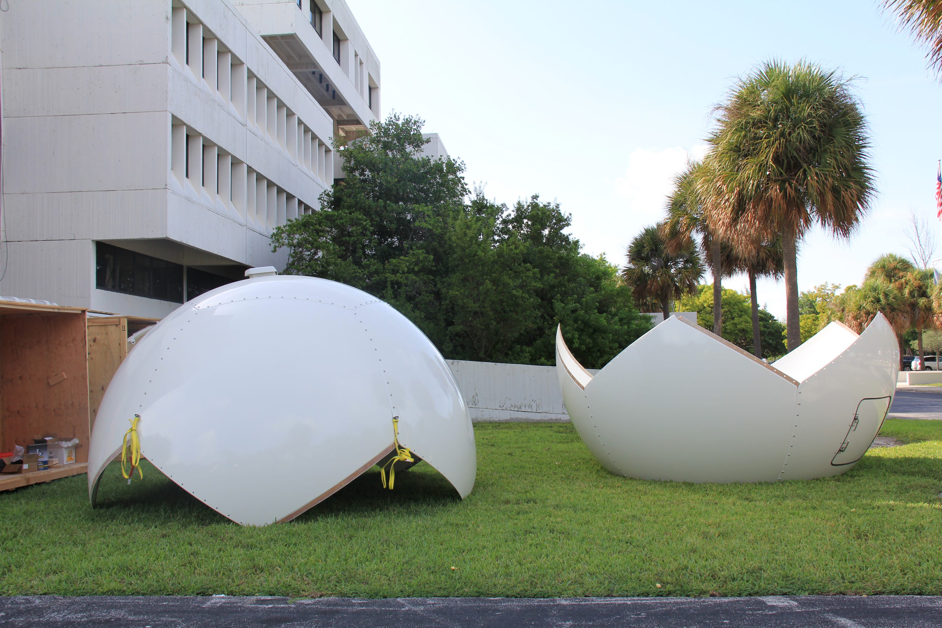 X/L Band Satellite Receiving System on the lawn of AOML. Photo Credit: NOAA.