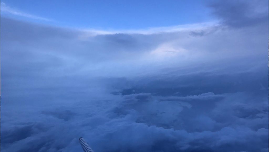 Inside the eye of Irma on P3 Orion aircraft. This is referred to as the “stadium effect”. Image credit: NOAA