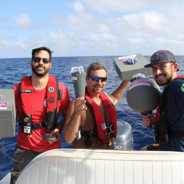 Deployment of GPS-tracked drifters of various shapes and weights in the coastal waters off Miami. Photo Credit, NOAA.