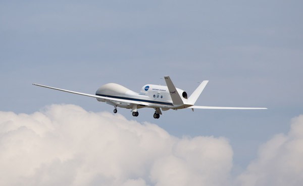 NASA's Global Hawk headed away from NASA's Wallops Flight Facility, Wallops Island, Va. on Sept. 19, 2012 and headed to investigate Tropical Storm Nadine near the Azores Islands in the Eastern Atlantic Ocean. Global Hawks are part of the Hurricane and Severe Storm Sentinel (HS3) mission. Credit: NASA Wallops