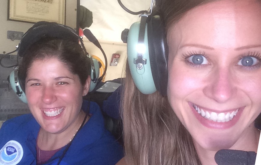 Kelly Ryan and Heather Holback Aboard a P3 Aircraft