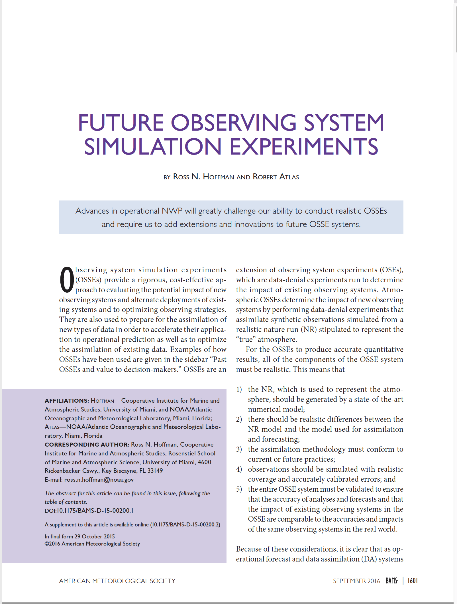 Image of paper "Future Observing System Simulation Experiments"