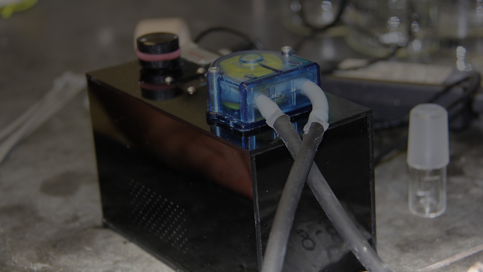 Water_Filter Image of a fluid transfer pump for low gas exchange transfer and filtration of precise and consistent volumes of seawater samples from sampling containers for carbonate chemistry analysis. Photo Credit: AOML, NOAA.