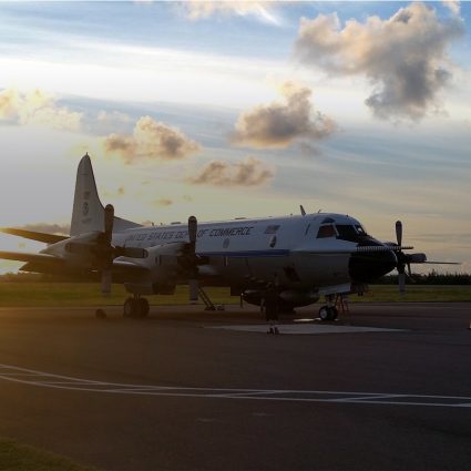 P-3 Hurricane Hunter aircraft on the tarmac. Photo Credit: NOAA.