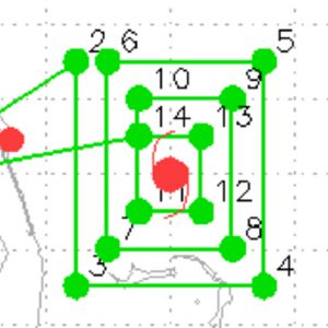 Puntos de giro [13 sondas] Duración del patrón (180 n mi en un lado): ~ 5 h 50 min (P-3), 3 h 20 min (G-IV)
