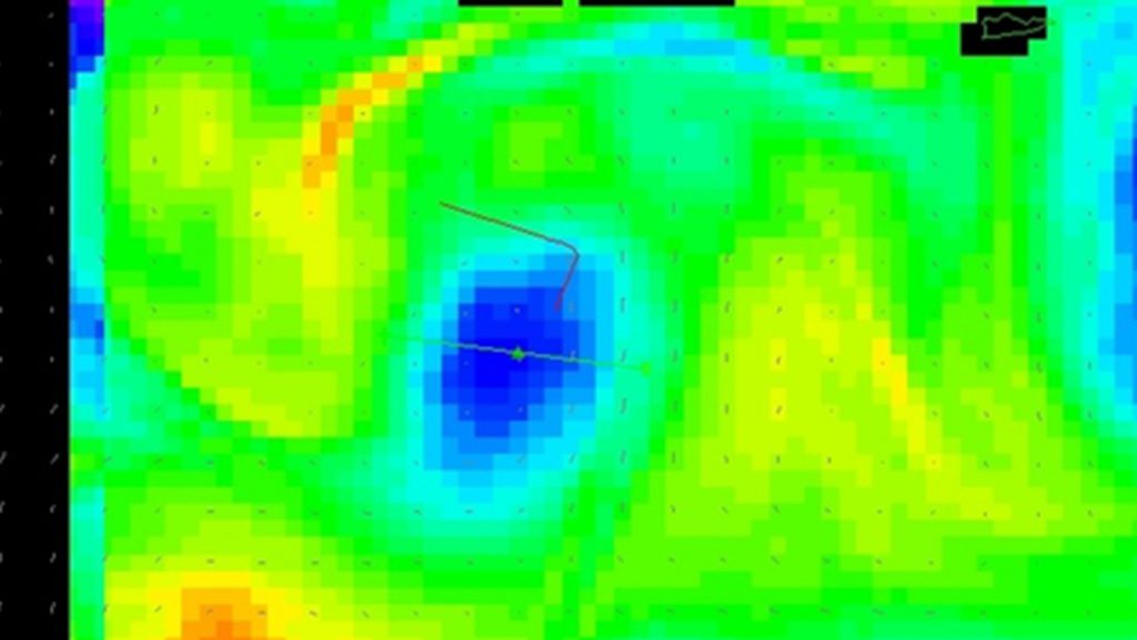 Se pronosticó una temperatura promedio de 150 m superiores para el 2 de agosto (proporcionado por NDBC).