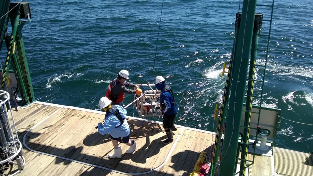Photo of research being done on Red Tide from the R/V Walton Smith. Photo Credit: NOAA AOML.