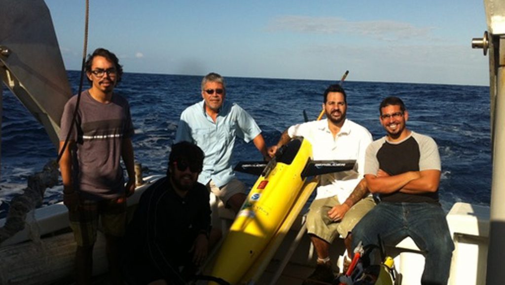 The glider deployment team including AOML's Grant Rawson (second from right). Image credit: NOAA