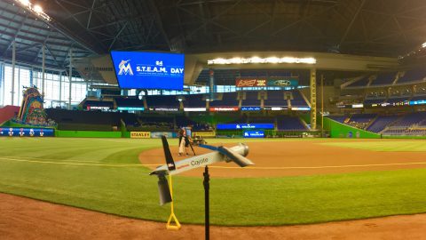 The Coyote UAS on the field at Marlins Park for CBS4