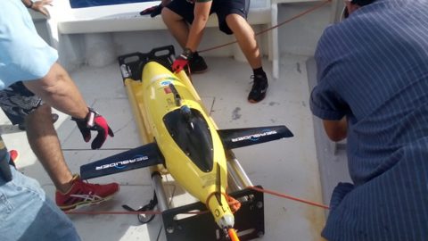 The glider is placed in its carousel for safe transport. Image credit: NOAA