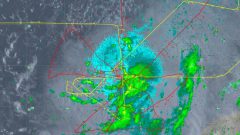 Trayectoria de vuelo y radar de la tormenta tropical Hermine. Crédito de la foto: NOAA.
