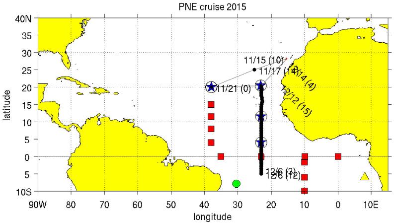 PIRATA Northeast Extension Cruise Track, 2015. Image Credit: NOAA AOML.