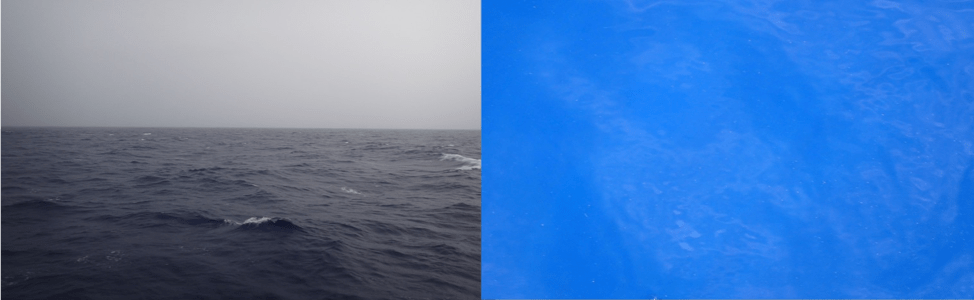 Diferentes tonos de azul del océano en el IO7. Crédito de la foto: NOAA.