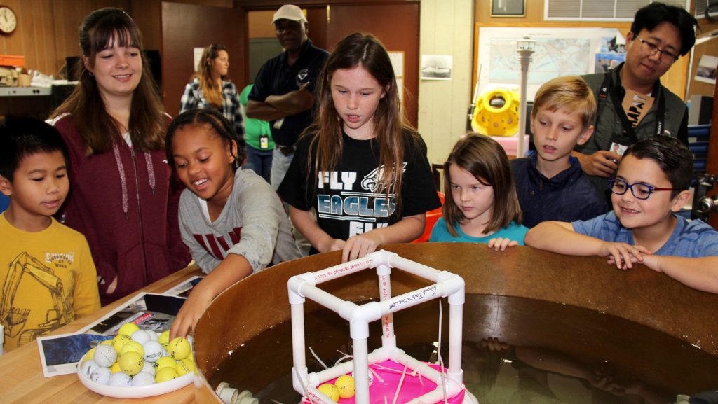 Following a buoyancy lesson, the kids were tasked with building their own buoy. The winning buoy held more than 33 golf balls! Image credit: NOAA