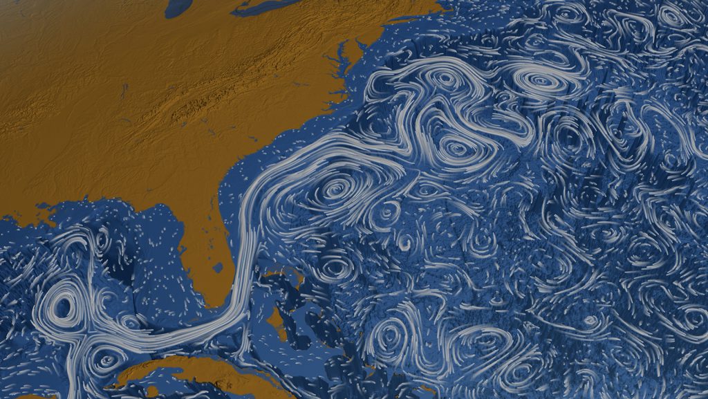 Un reciente estudio realizado por científicos del Laboratorio Oceanográfico y Meteorológico del Atlántico (AOML) de la NOAA es el primero en demostrar que las variaciones de temperatura de El Niño-Oscilación del Sur (ENSO) en el Océano Pacífico ecuatorial pueden ayudar a predecir las anomalías de transporte de la corriente de Florida tres meses después. La conexión entre el transporte de la Corriente de Florida y el ENSO se produce a través del impacto del ENSO sobre el nivel del mar en el lado oriental del Estrecho de Florida, que desempeña un papel dominante en la variabilidad del transporte de la Corriente de Florida en escalas de tiempo interanuales.