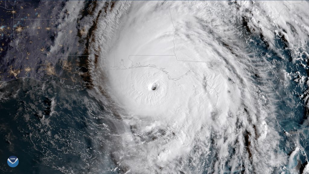 Satellite image of Hurricane Micheal. Image Credit, NOAA.